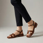 Vittoria Ankle-Length Flat Sandals | Ankle Strap Buckle Flat Sandals