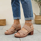 Orthopedic Criss-Cross Slingback Block Heel Platform Sandals for Women – Supportive & Stylish Comfort
