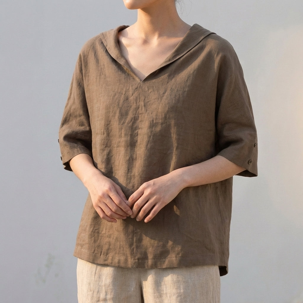 Relaxed Fit Collared Blouse for Women – Casual Stylish Comfort