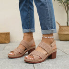 Sienna Orthopedic Platform Block Heel Sandals | Open Toe Cut Out Sandals