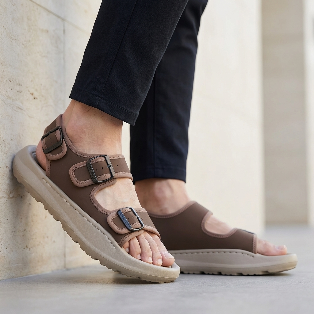 Orthopedic Multi-Strap Platform Buckle Sandals for Men – Supportive & Comfortable