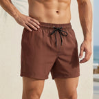 Relaxed Fit Drawstring Waist Swim Trunks for Men – Quick-Drying Comfortable Design