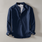 Relaxed Fit Band Collar Shirt for Men – Breathable Casual Comfort