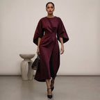 Olivia Batwing Sleeve Wrap Front Belted Maxi Dress | Slit Dress