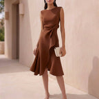Isla A-Line Dress | Crewneck Sleeveless Midi-Length Dress