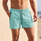 Regular Fit Drawstring Waist Short Swim Trunks for Men – Athletic Comfort & Support