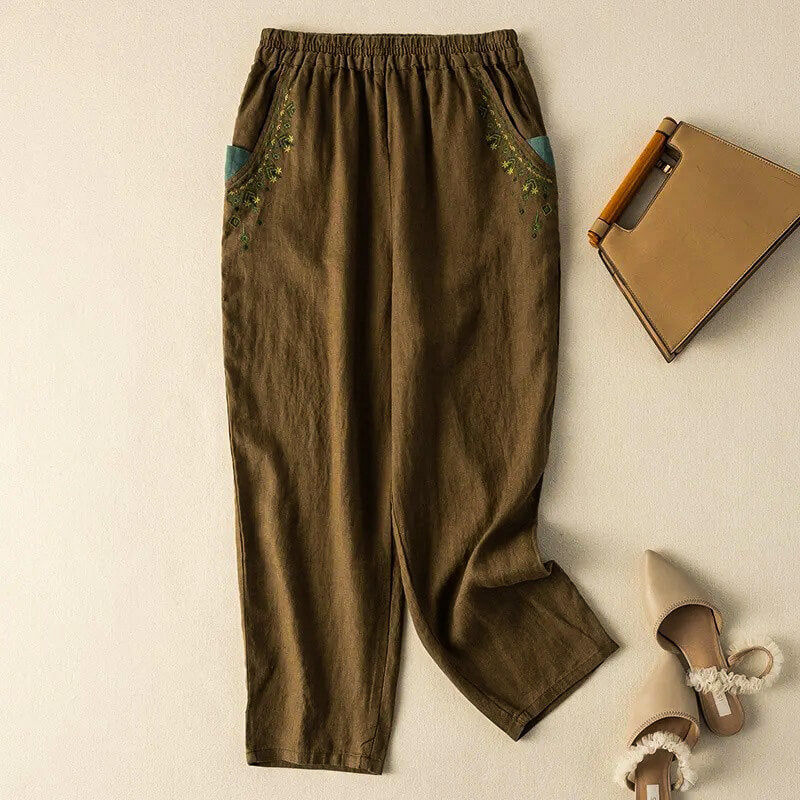 Relaxed Fit Embroidered Harem Pants for Women – Comfortable Casual Style