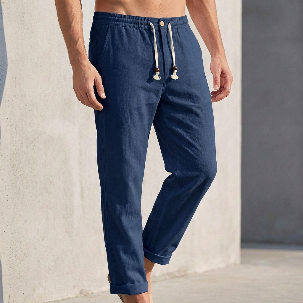 Oliver Relaxed Fit Drawstring Pants | Solid Cuffed Ankle-Length Pants