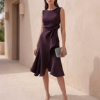 Isla A-Line Dress | Crewneck Sleeveless Midi-Length Dress
