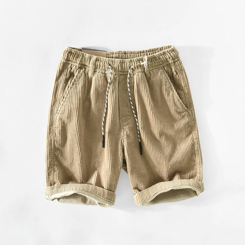 Relaxed Fit Drawstring Waist Corduroy Shorts for Men – Comfortable Casual Style