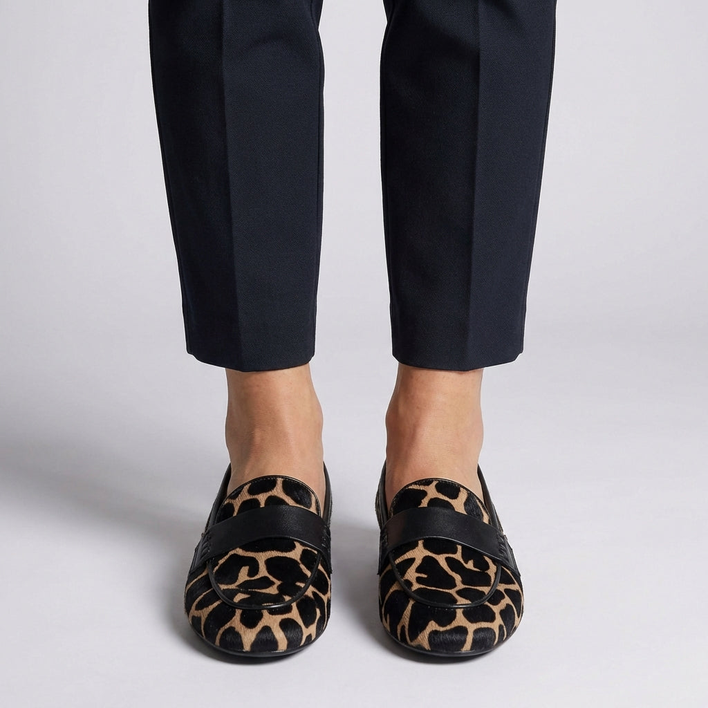 Lily Low-Cut Loafers | Giraffe Print Slip-On Loafers
