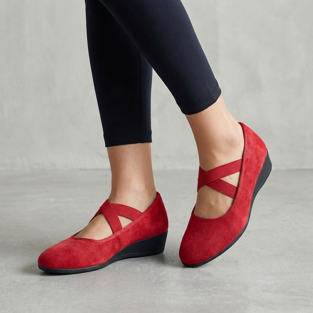 Orthopedic Criss-Cross Wedge Flats for Women – Supportive & Comfortable Design