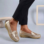 Isla Slip-On Moccasins | Tasseled Topstitching Moccasins