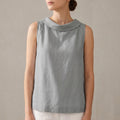 Relaxed Fit Roll Collar Sleeveless Top for Women – Stylish Smart Casual Comfort