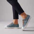 Isabella Striped Slip-On Sneakers | Elastic Vamp Round Toe Sneakers