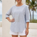 Relaxed Fit Striped Blouse for Women – Casual Comfort & Style