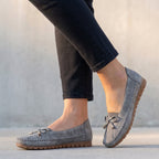 Perforated Bow Accent Orthopedic Loafers for Women – Comfortable Supportive Design