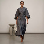 Olivia Batwing Sleeve Wrap Front Belted Maxi Dress | Slit Dress