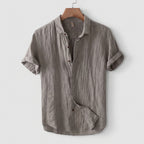 Relaxed Fit Crinkled Button-Up Shirt for Men – Casual Comfort & Style