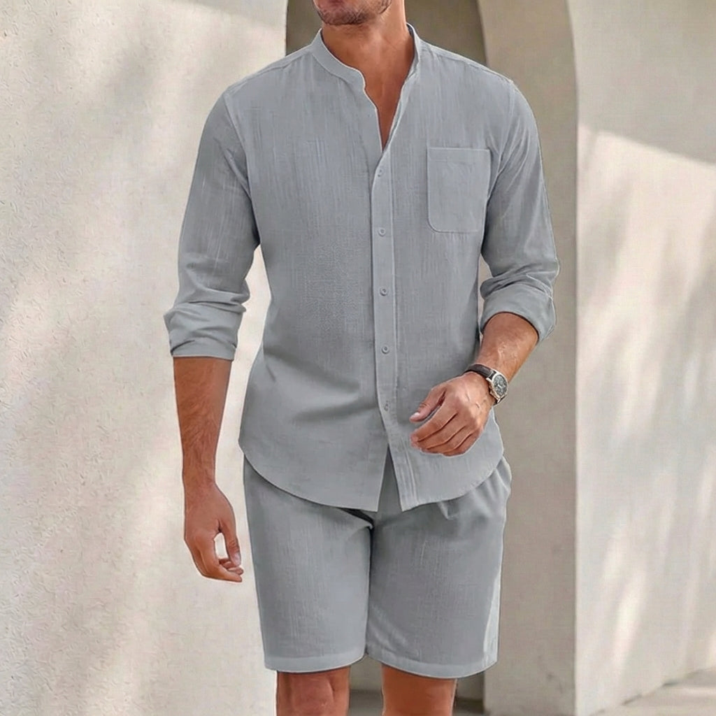 Freddie Relaxed Fit Long Sleeve Shirt & Shorts Set | Casual Set