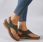 Isabella Orthopedic Embroidered Wedge Heel Sandals | Ankle Strap Open Toe Sandals