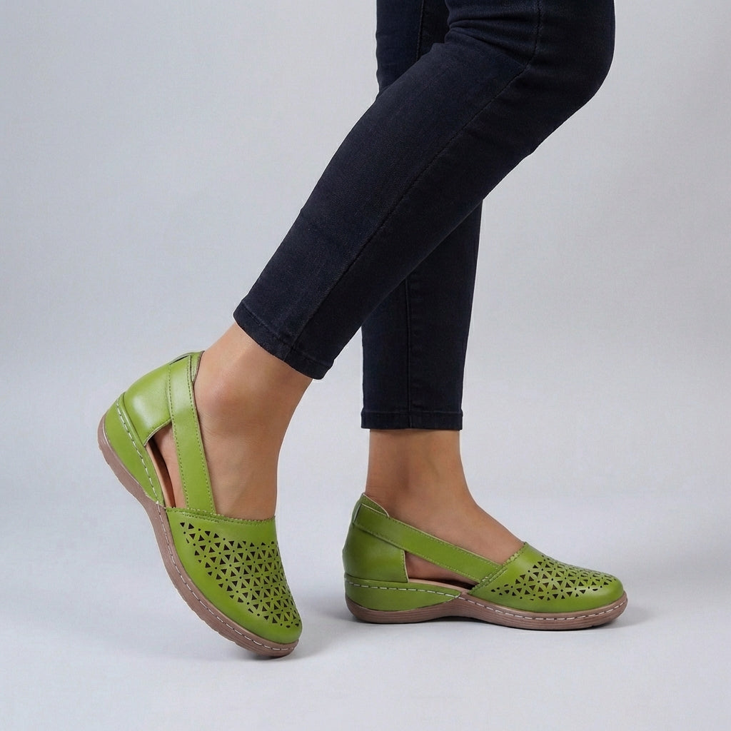 Isla Orthopedic Wedge Sandals | Scalloped Trim Side Cut-Outs Sandals