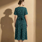 Isla A-Line Dress | Short Sleeve Wrap Front Tie-Back Midi Dress
