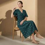 Isla A-Line Dress | Short Sleeve Wrap Front Tie-Back Midi Dress