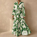 Isabella A-Line Maxi Dress | V-Neck Puff Sleeve Dress