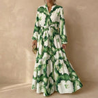 Isabella A-Line Maxi Dress | V-Neck Puff Sleeve Dress
