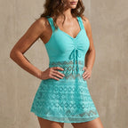 Ruched Tie-Front A-Line Swim Dress for Women – Stylish & Flattering Fit