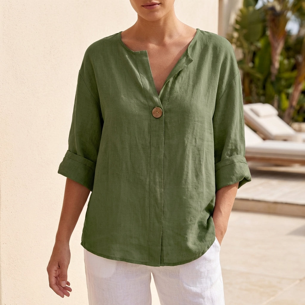 Relaxed Fit V-Neck Blouse for Women – Casual Comfort & Style
