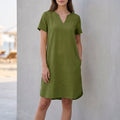 Relaxed Fit V-Neck Mini Tunic Dress for Women – Breathable & Stylish Comfort