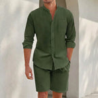 Freddie Relaxed Fit Long Sleeve Shirt & Shorts Set | Casual Set