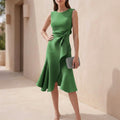 Isla A-Line Dress | Crewneck Sleeveless Midi-Length Dress
