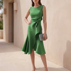 Isla A-Line Dress | Crewneck Sleeveless Midi-Length Dress