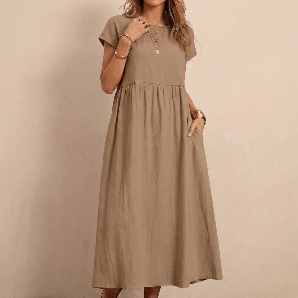 Relaxed Fit Midi Smock Dress for Women – Comfortable & Stylish Wear