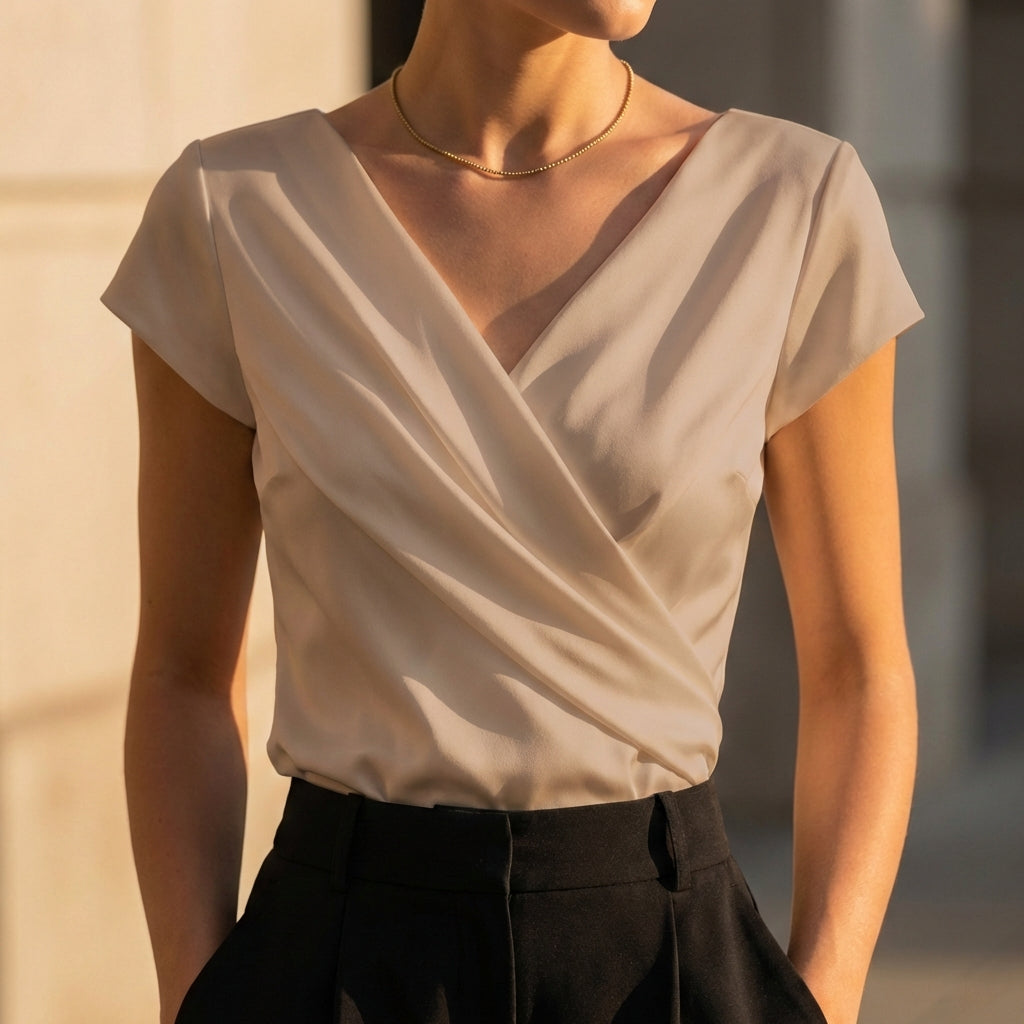 Sienna Wrap Blouse | V-Neck Draped Blouse