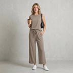 Relaxed Fit Muscle Tank and Wide-Leg Cropped Trousers Set for Women – Comfortable Casual Style