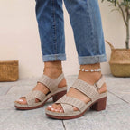Orthopedic Criss-Cross Slingback Block Heel Platform Sandals for Women – Supportive & Stylish Comfort