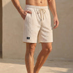 Relaxed Fit Jacquard Drawstring Waist Casual Shorts for Men – Comfortable & Stylish