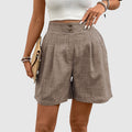 High-Waist Pleated Wide-Leg Bermuda Shorts for Women – Stylish Casual Comfort