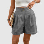 High-Waist Pleated Wide-Leg Bermuda Shorts for Women – Stylish Casual Comfort