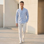 Arthur Relaxed Fit Shirt | Band Collar Long Sleeve Shirt