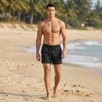 Relaxed Fit Drawstring Waist Swim Trunks for Men – Quick-Drying Comfortable Design