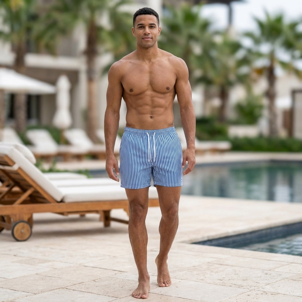 Striped Drawstring Waist Athletic Shorts for Men – Quick-Drying Active Comfort