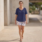 Relaxed Fit V-Neck Short Sleeve Top for Women – Casual Comfort & Versatility
