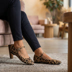 Fitted Leopard Print Mary Jane Flats with Buckle Strap for Women – Stylish & Comfortable