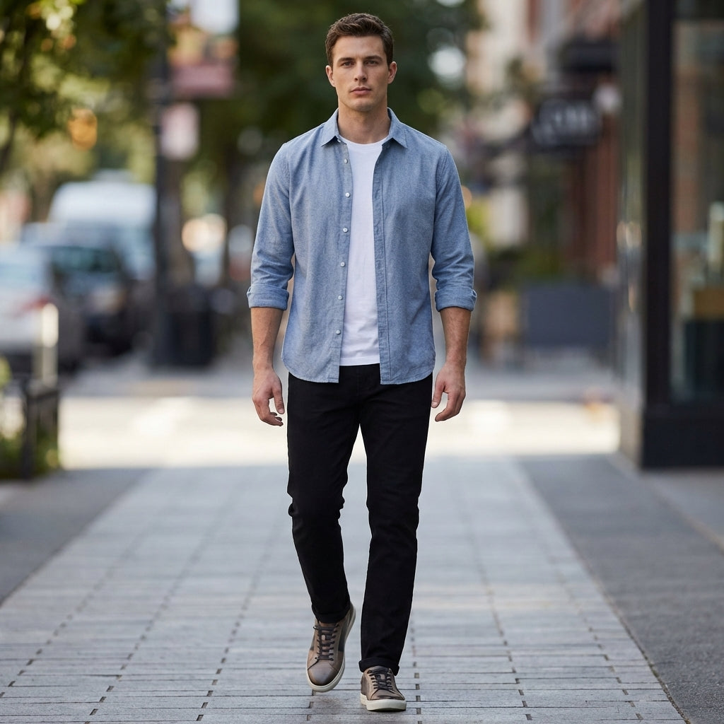 Regular Fit Collared Button-Up Shirt for Men – Classic Casual Comfort