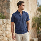 Relaxed Fit Henley Shirt for Men – Casual Comfort & Breathability